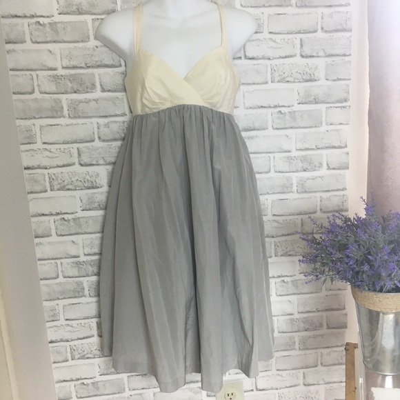 Cream and Gray Silk Dress - Picture 5 of 5